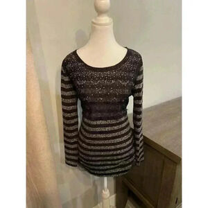 Women’s Sweater Black with Lace and Sequin Detail Size Medium